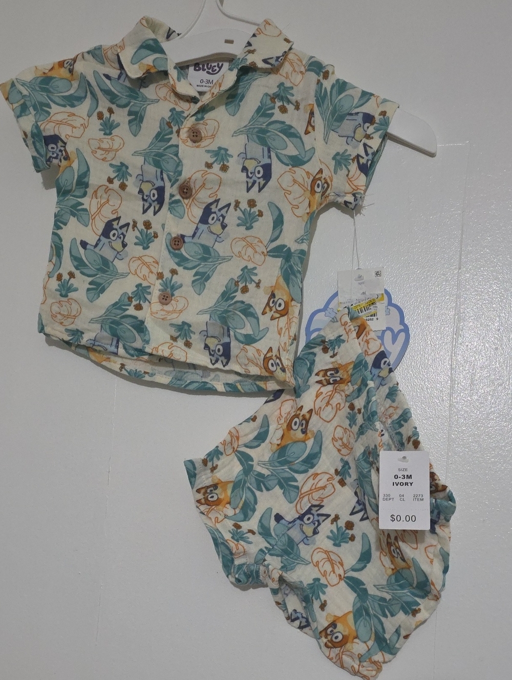 Bluey Shorts And Button Up Top